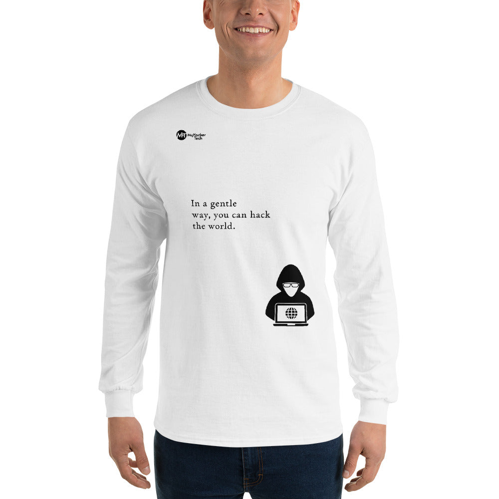 You can hack the world - Long Sleeve T-Shirt (black text) by DarkByteGear