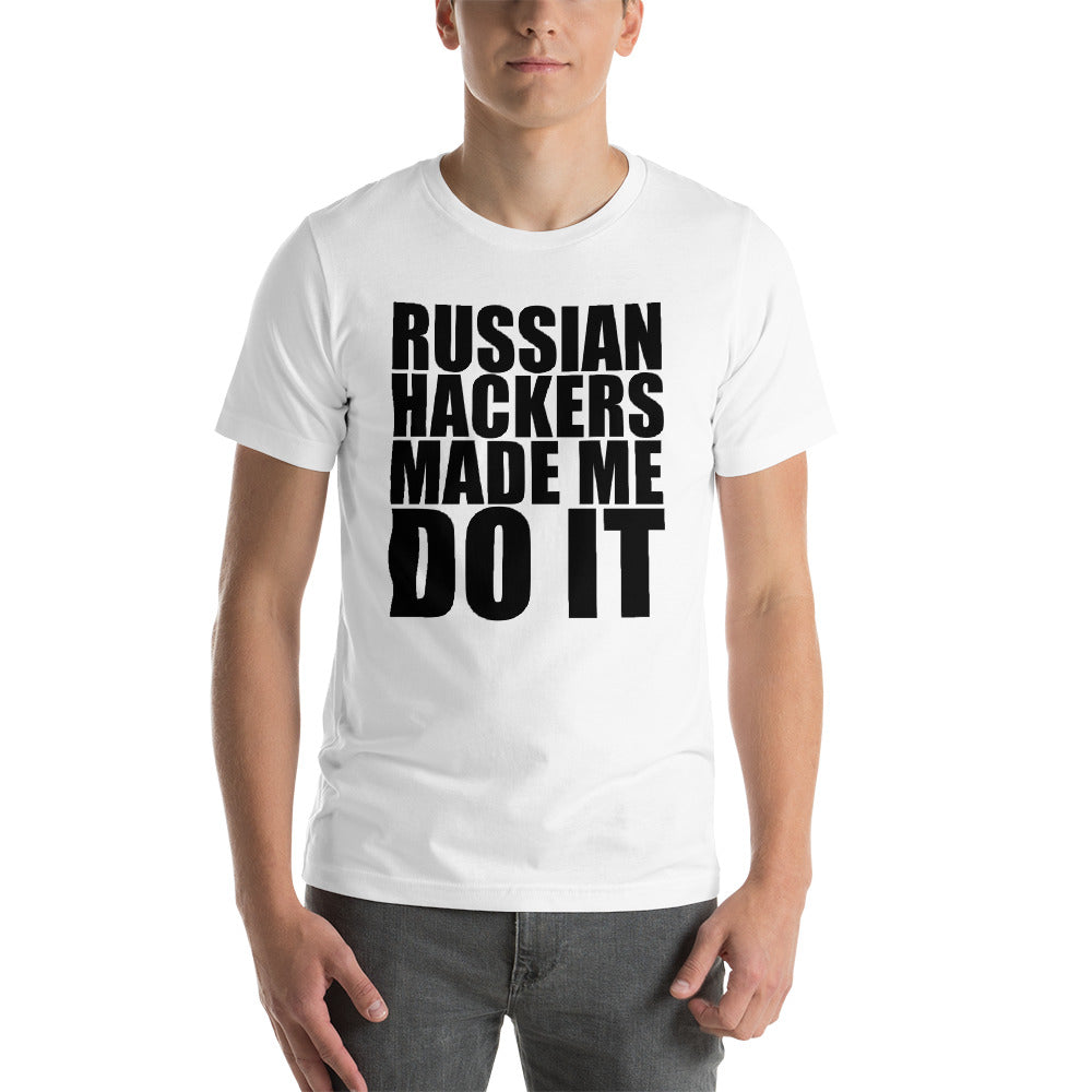 Russian hackers - Short-Sleeve Unisex T-Shirt (black text) by DarkByteGear
