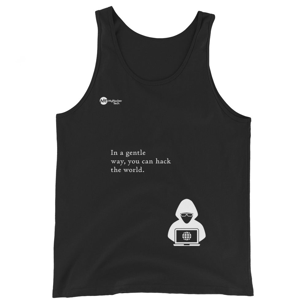 You can hack the world - Unisex Tank Top (white text) by DarkByteGear
