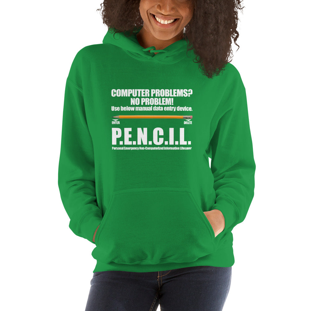 P.E.N.C.I.L. - Hooded Sweatshirt (white text) by DarkByteGear