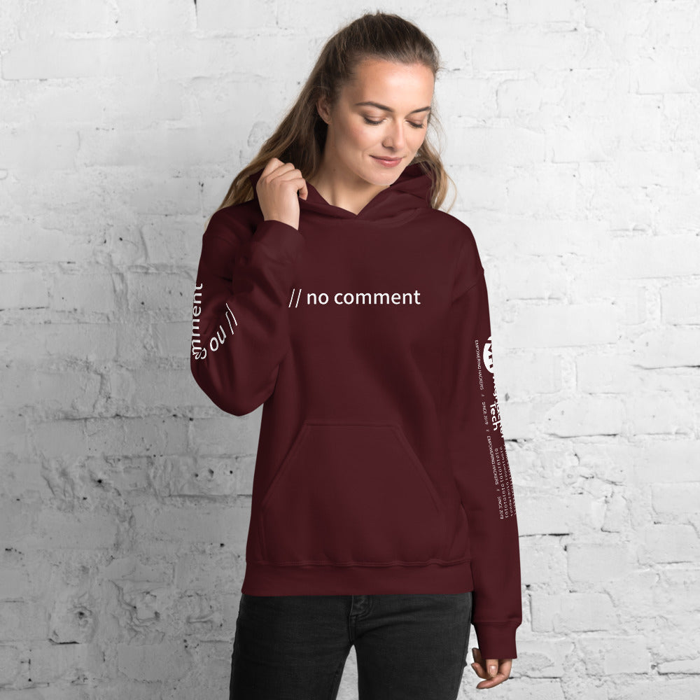 // no comment - Unisex Hoodie ( with sleeve and front designs ) by DarkByteGear
