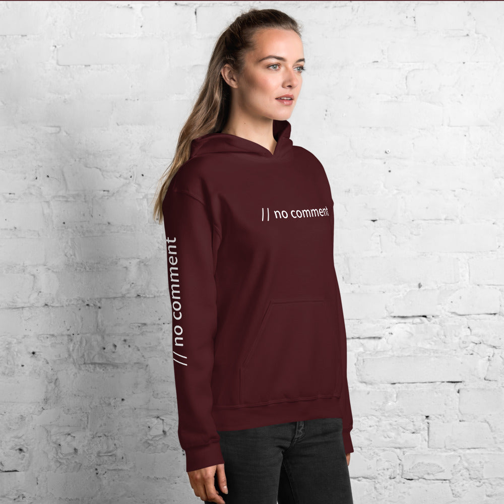 // no comment - Unisex Hoodie ( with sleeve and front designs ) by DarkByteGear