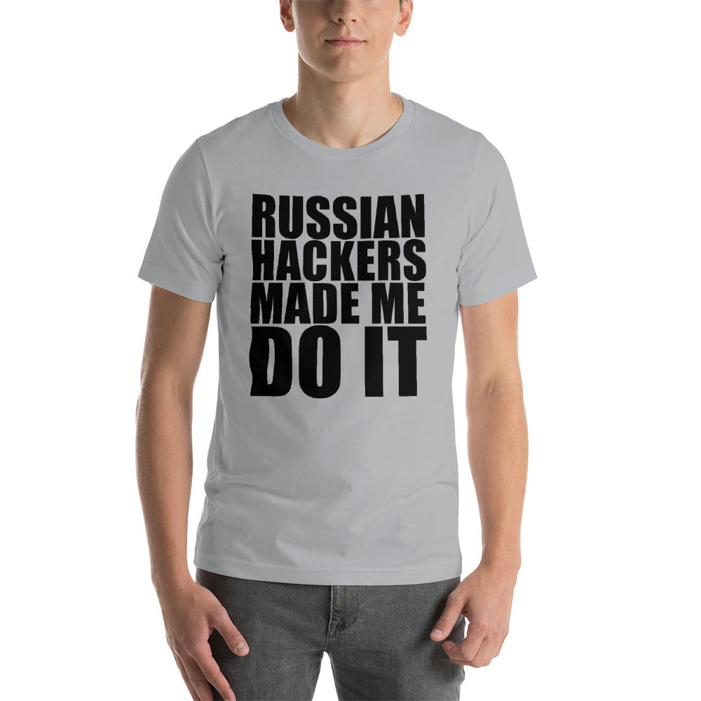 Russian hackers - Short-Sleeve Unisex T-Shirt (black text) by DarkByteGear