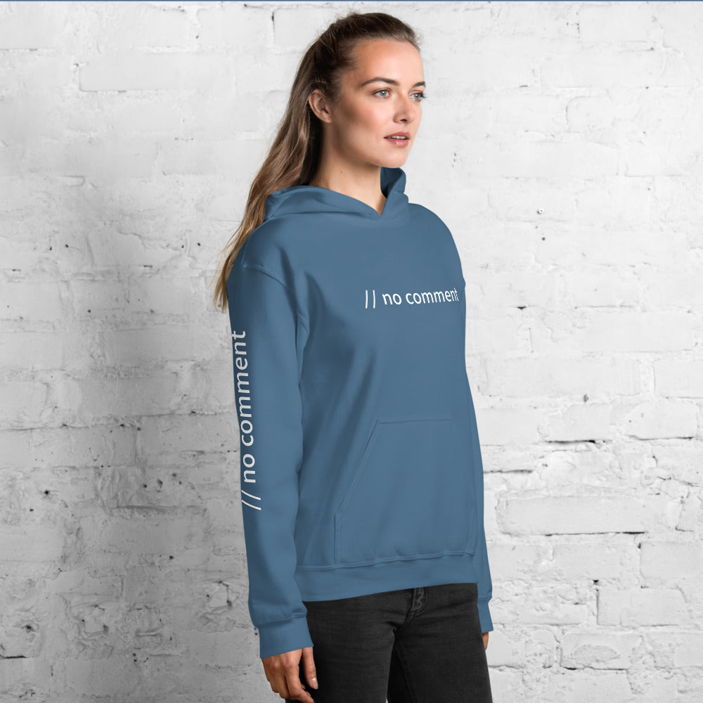 // no comment - Unisex Hoodie ( with sleeve and front designs ) by DarkByteGear