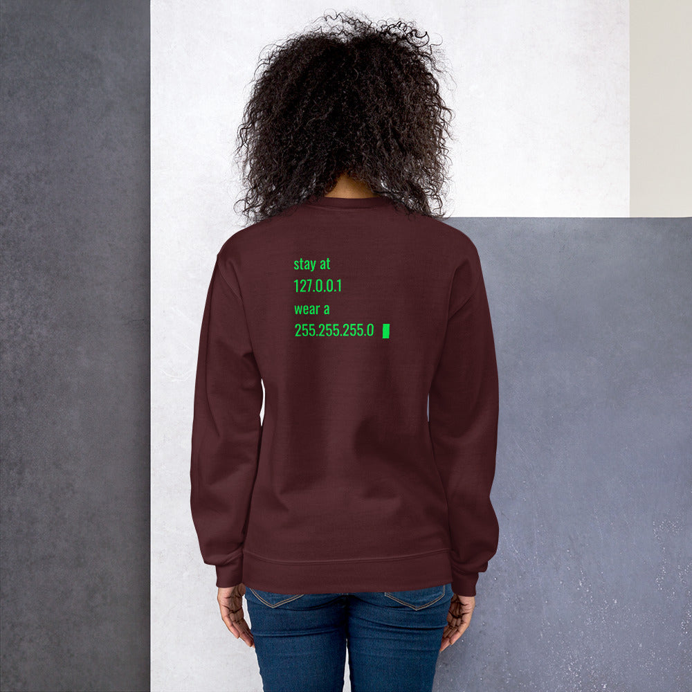 stay at at home, wear a mask v2 - Unisex Sweatshirt (with back design) by DarkByteGear
