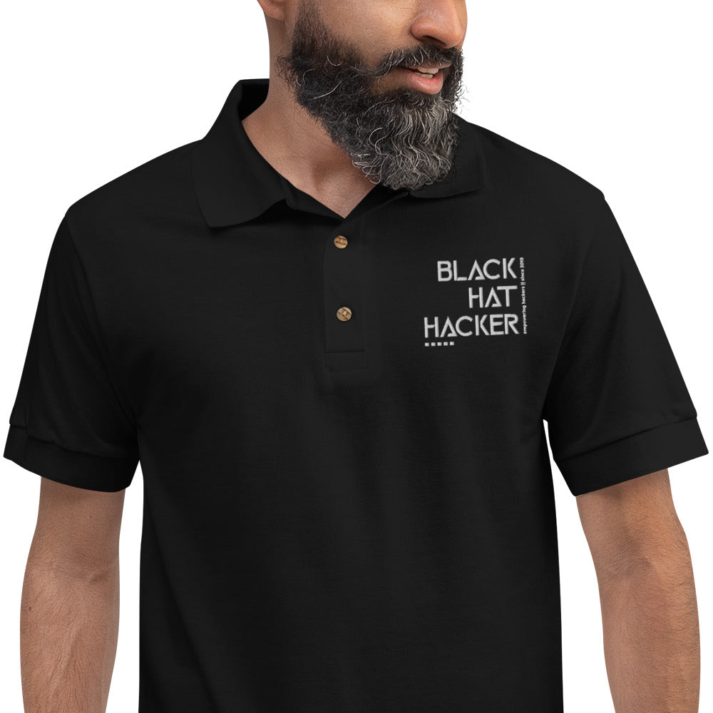 Black Hat Hacker v1 - Embroidered Polo Shirt by DarkByteGear