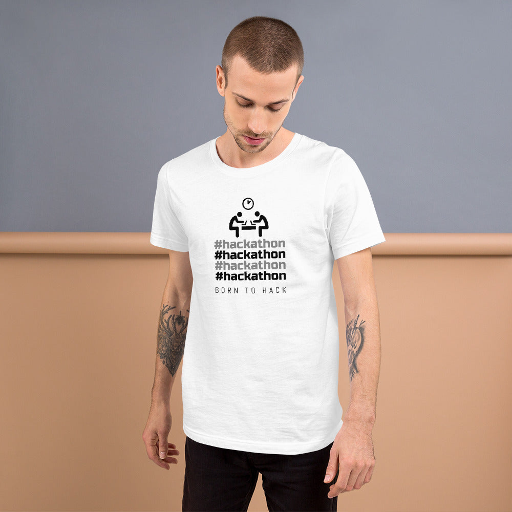#hackathon - Short-Sleeve Unisex T-Shirt (black text) by DarkByteGear