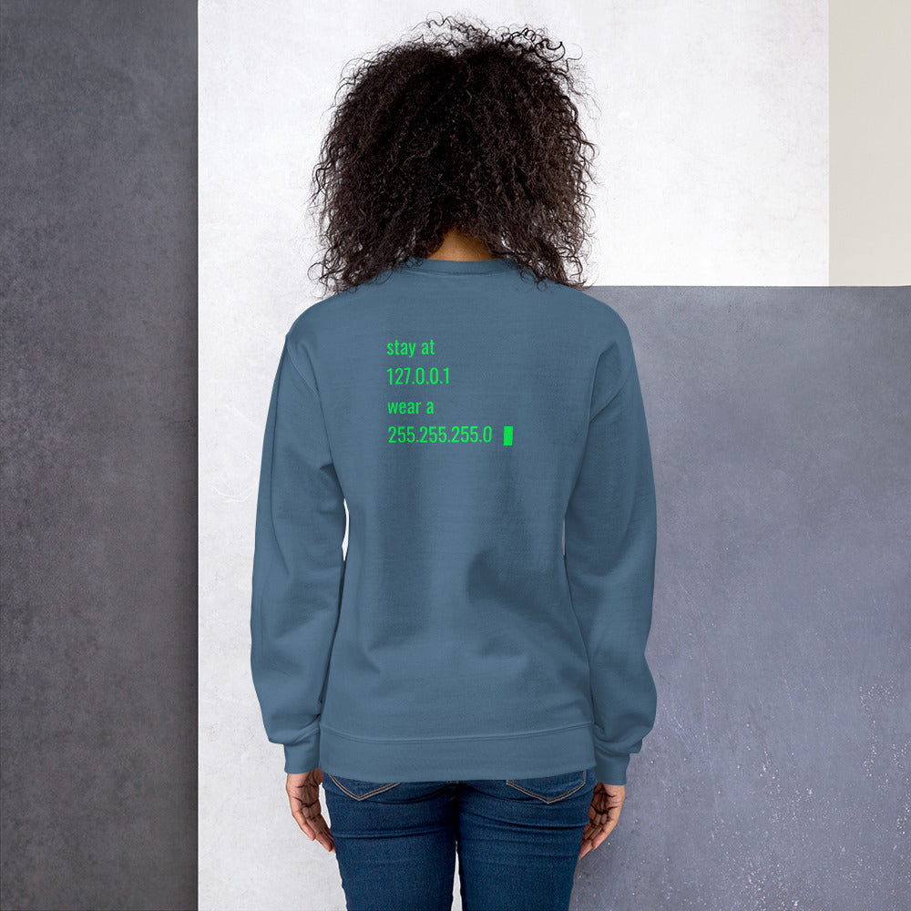 stay at at home, wear a mask v2 - Unisex Sweatshirt (with back design) by DarkByteGear