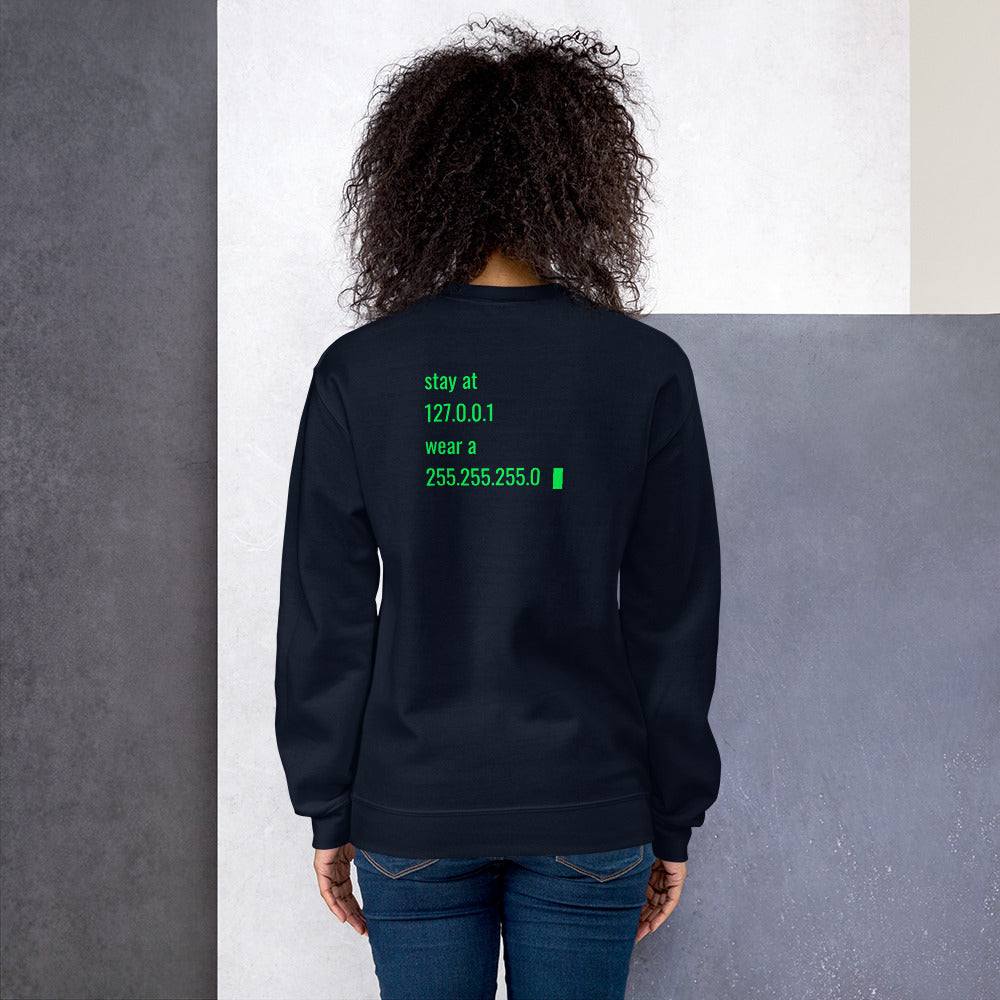 stay at at home, wear a mask v2 - Unisex Sweatshirt (with back design) by DarkByteGear