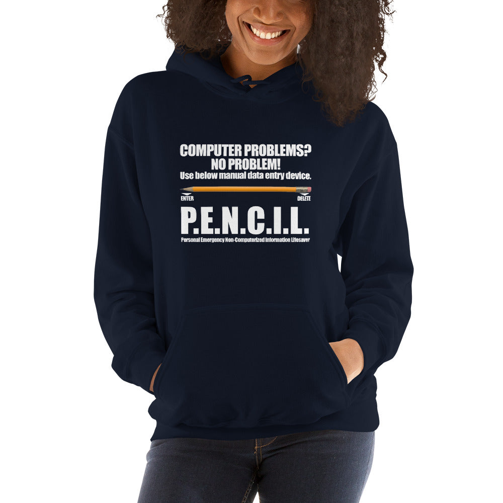 P.E.N.C.I.L. - Hooded Sweatshirt (white text) by DarkByteGear