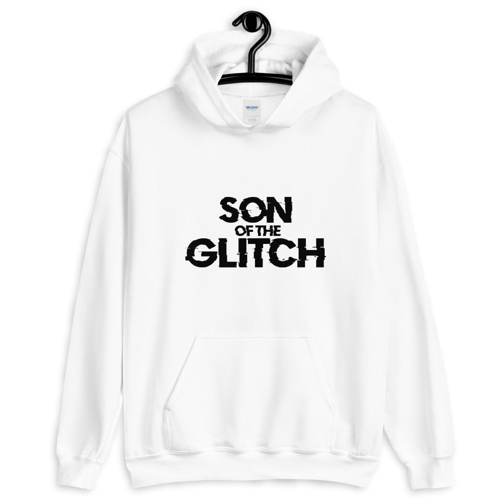 Son of the glitch - Unisex Hoodie (black text) by DarkByteGear