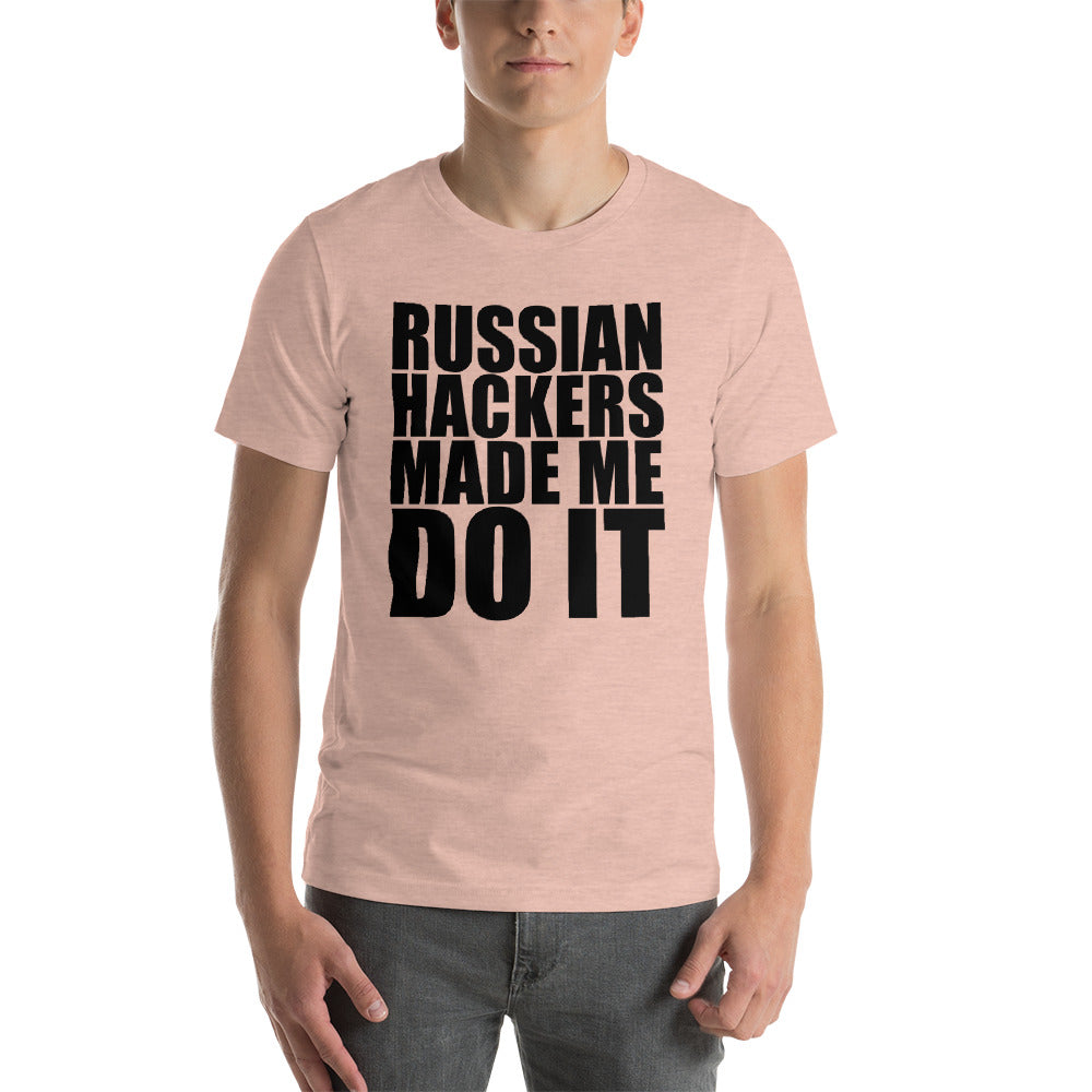 Russian hackers - Short-Sleeve Unisex T-Shirt (black text) by DarkByteGear