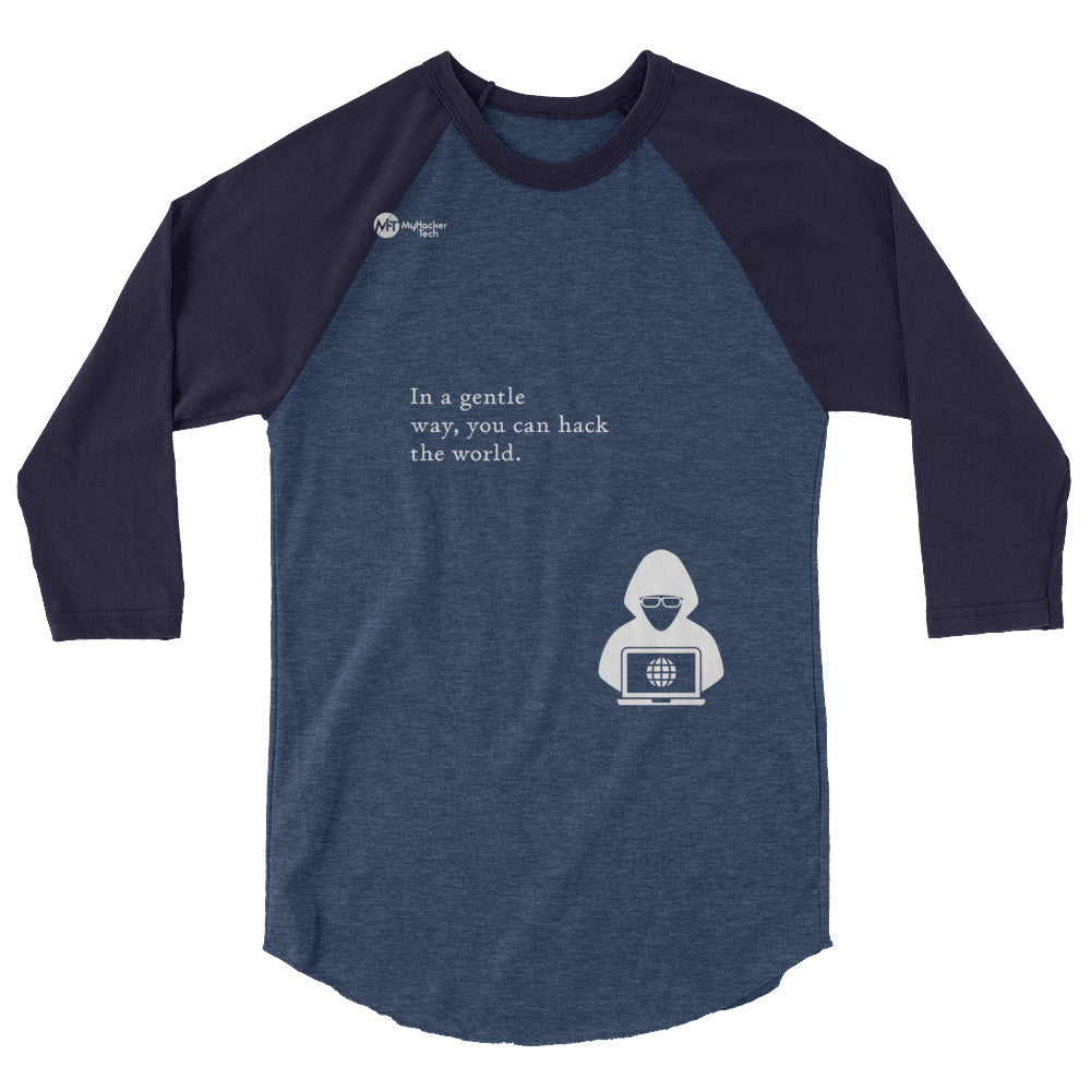 You can hack the world - 3/4 sleeve raglan shirt (white text) by DarkByteGear
