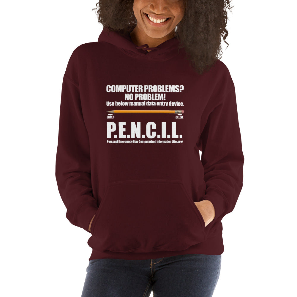 P.E.N.C.I.L. - Hooded Sweatshirt (white text) by DarkByteGear