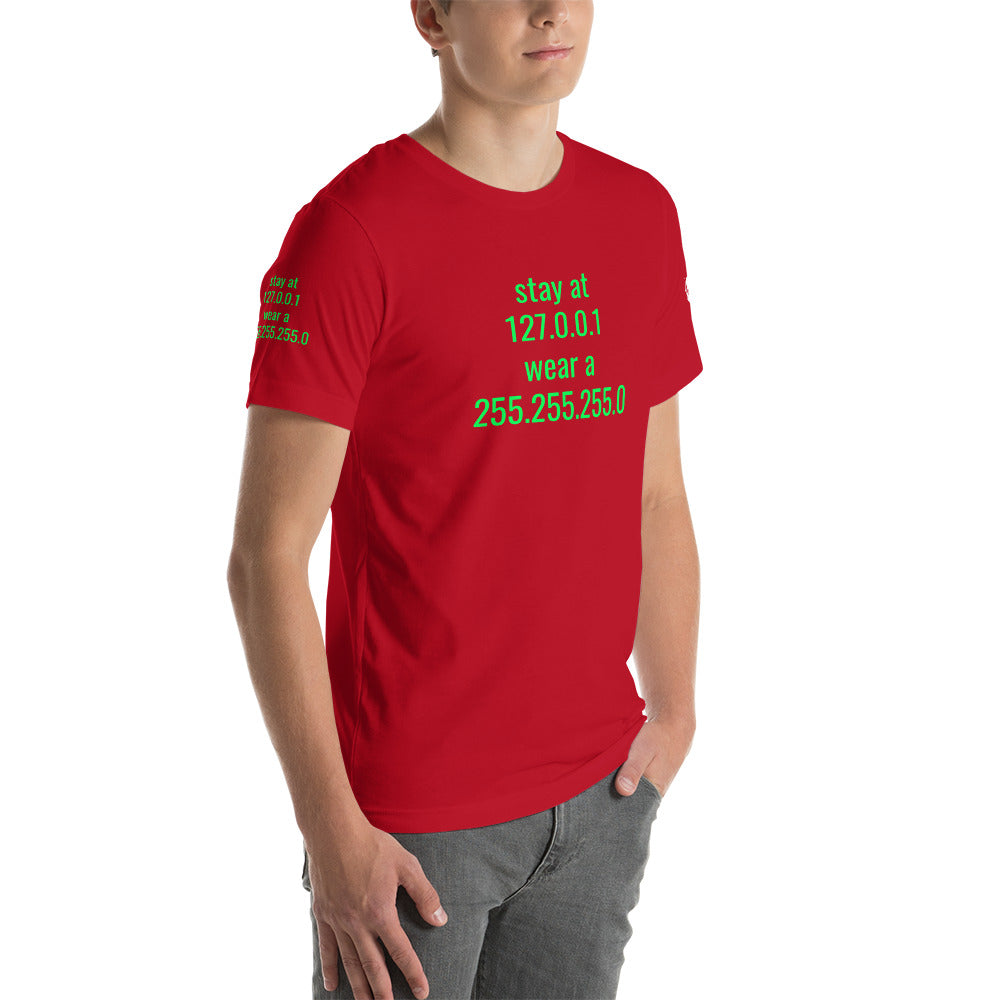 stay at at home, wear a mask - Short-Sleeve Unisex T-Shirt (with all sides designs) by DarkByteGear