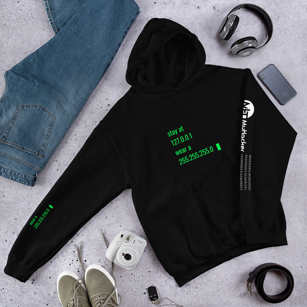 stay at at home, wear a mask v2 - Unisex Hoodie (with all sides design) by DarkByteGear