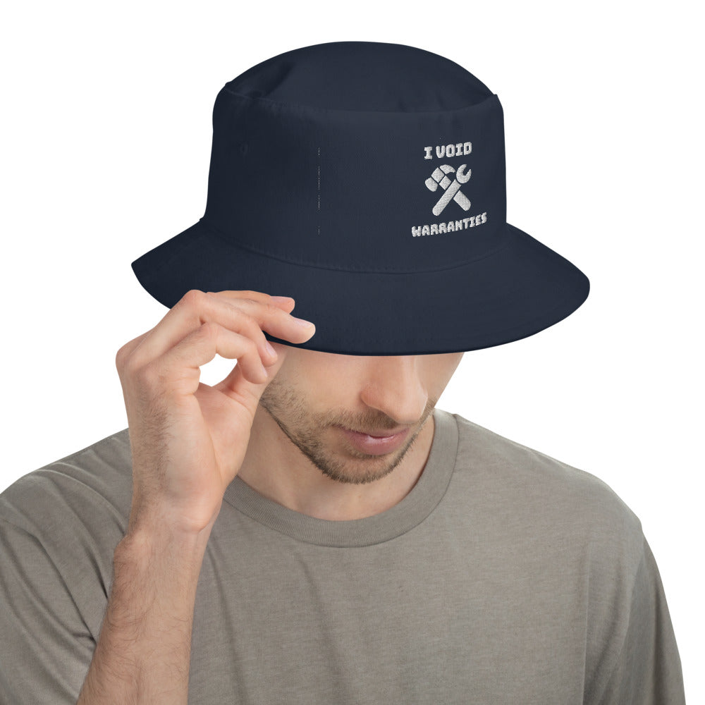 I void warranties - Bucket Hat (white text) by DarkByteGear