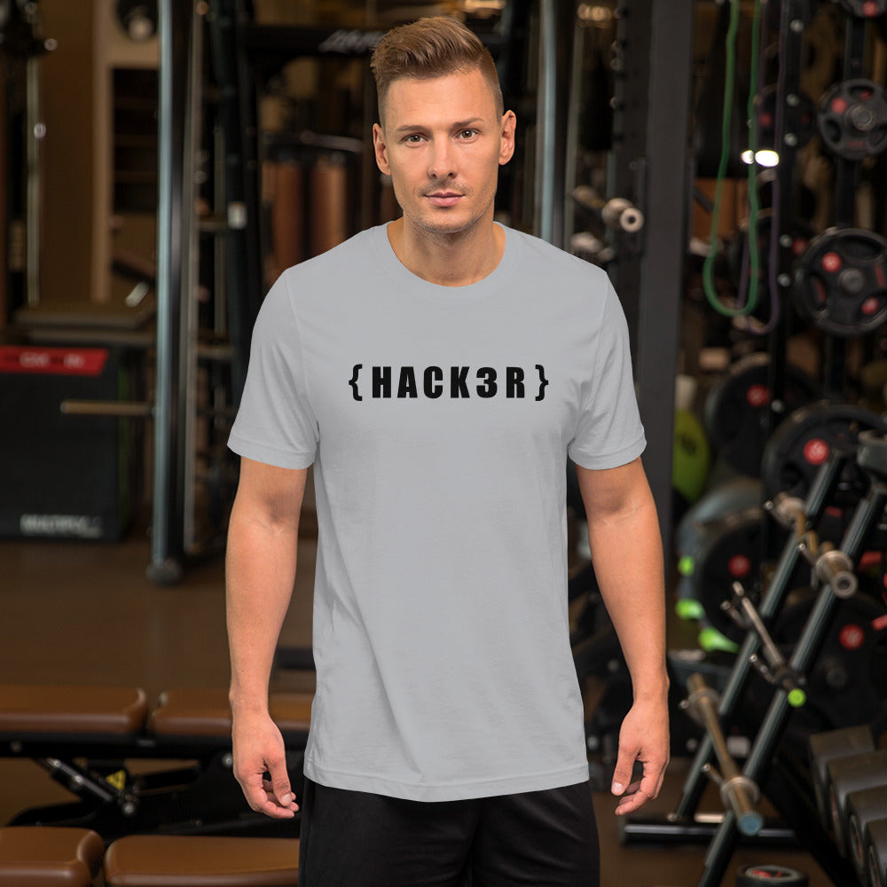 {HACKзR} Short-Sleeve Unisex T-Shirt (black text) by DarkByteGear
