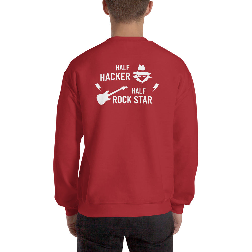 Half Hacker Half Rock Star - Unisex Sweatshirt (white text) by DarkByteGear