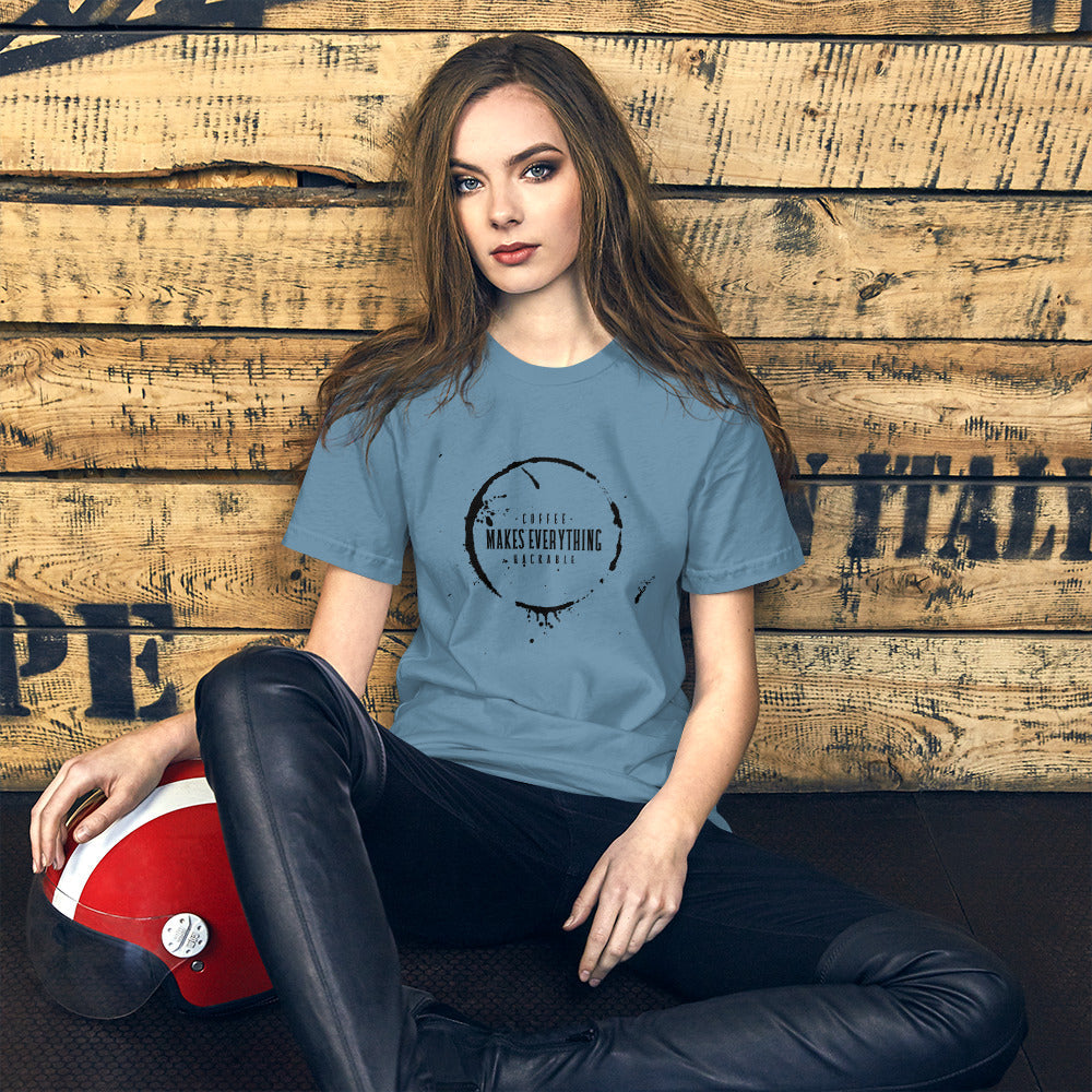 Coffee makes everything hackable - Short-Sleeve Unisex T-Shirt (black text) by DarkByteGear