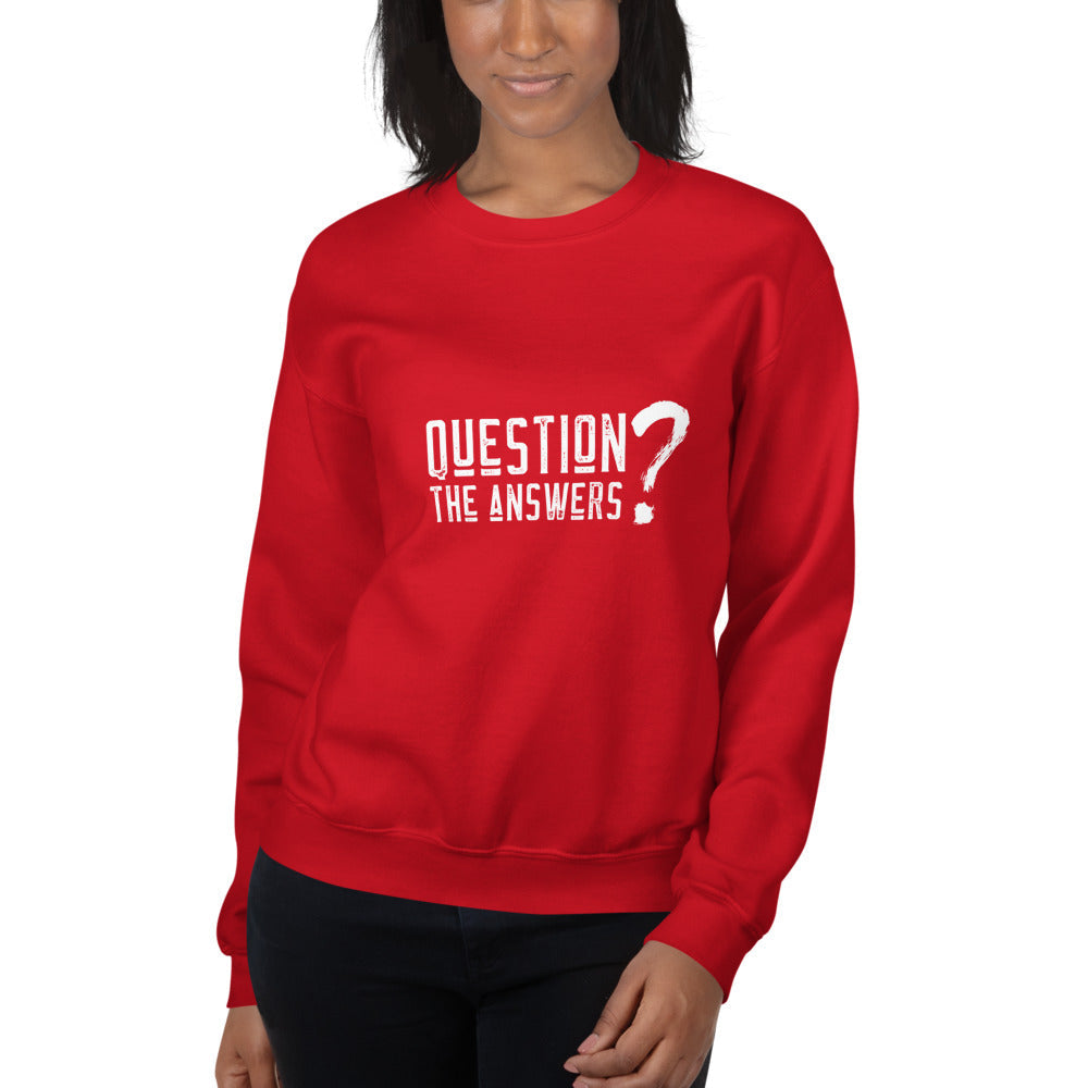 Question the answers - Unisex Sweatshirt (white text) by DarkByteGear