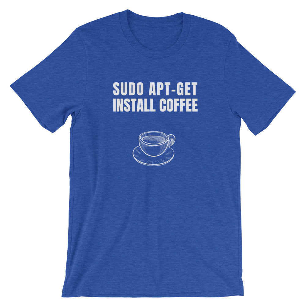 SUDO APT-GET INSTALL COFFEE - Short-Sleeve Unisex T-Shirt (white text) by DarkByteGear