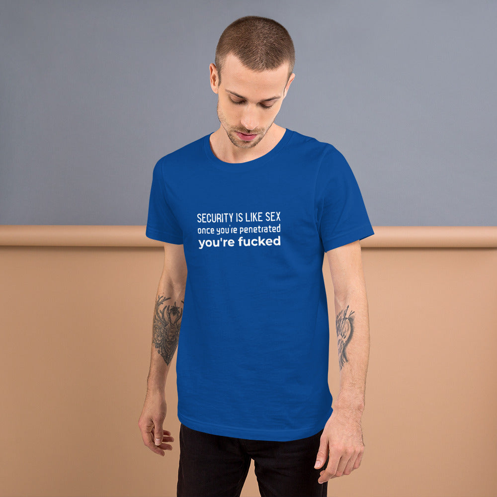 Security is like sex, once you're penetrated, you're fucked - Short-Sleeve Unisex T-Shirt by DarkByteGear