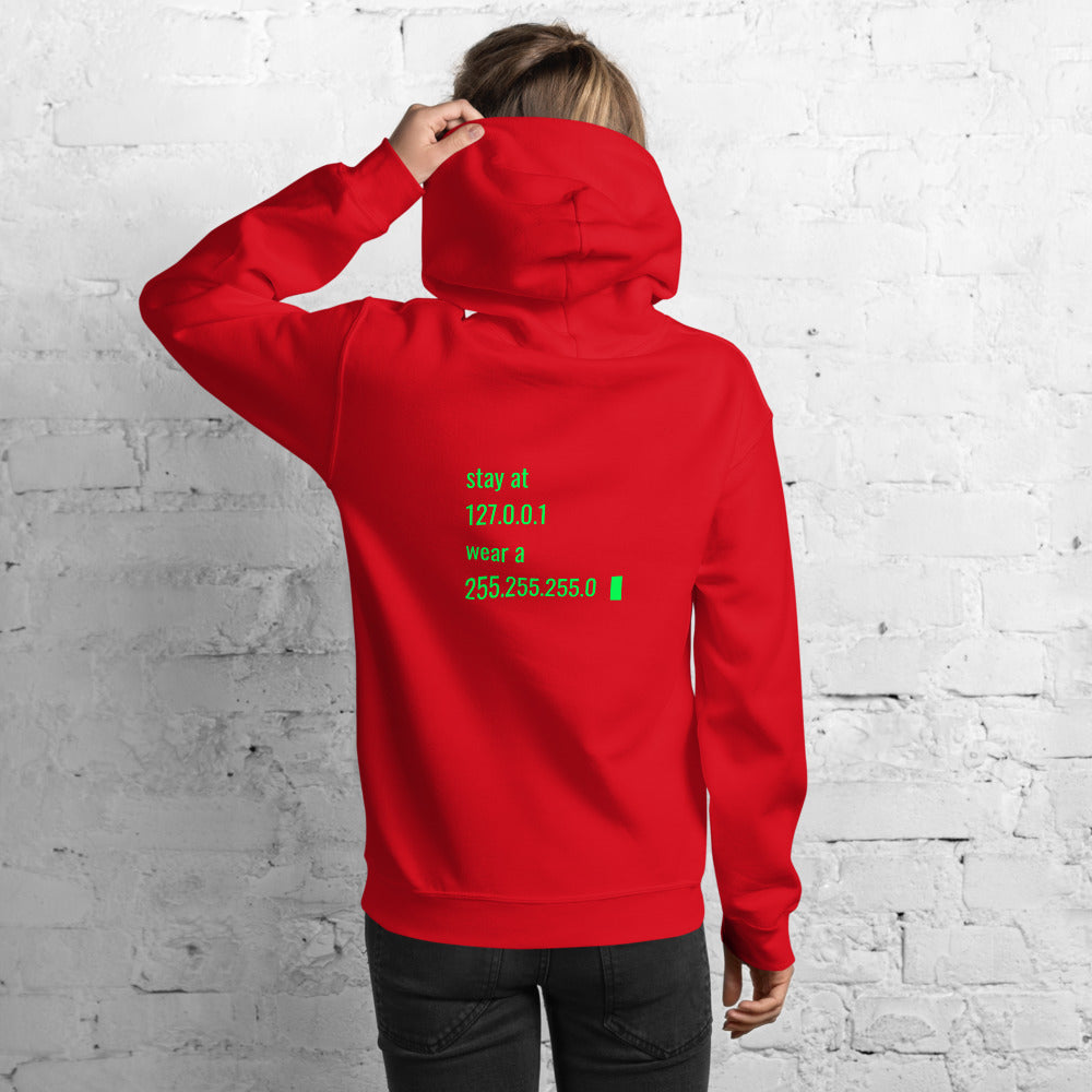 stay at at home, wear a mask v2 - Unisex Hoodie (with back design) by DarkByteGear