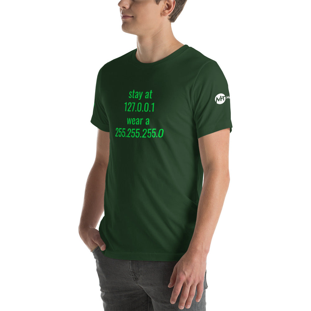 stay at at home, wear a mask - Short-Sleeve Unisex T-Shirt (with all sides designs) by DarkByteGear