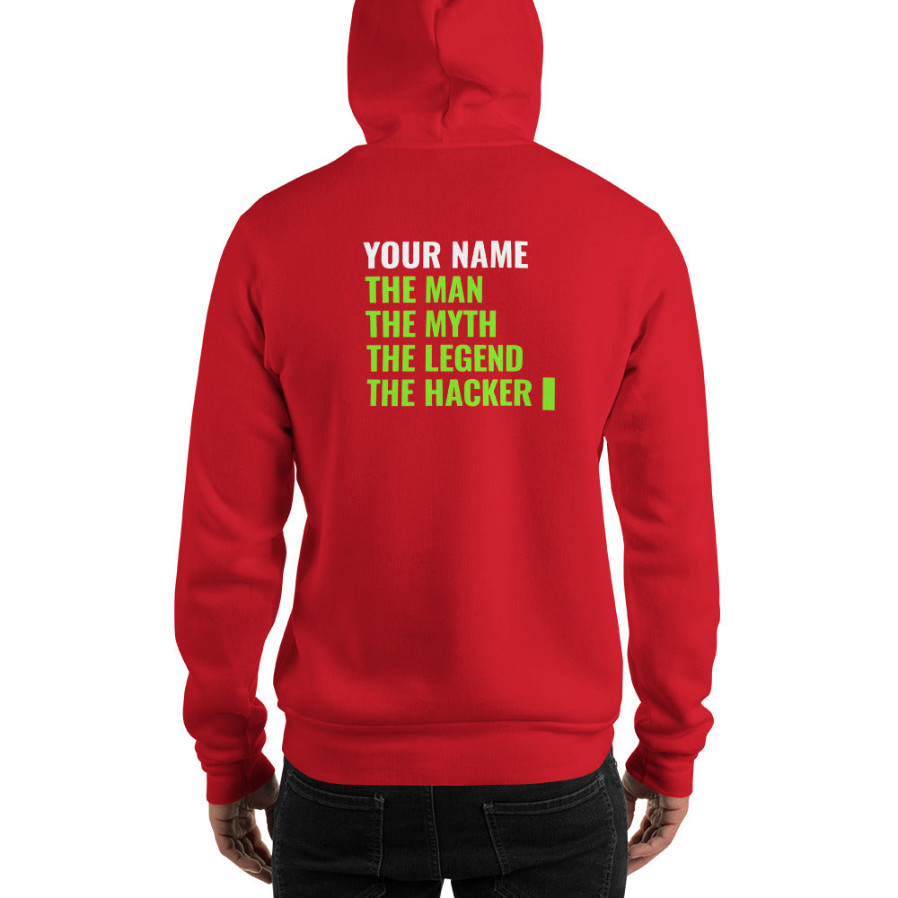 THE LEGEND THE HACKER - Unisex Hoodie (green text) by DarkByteGear