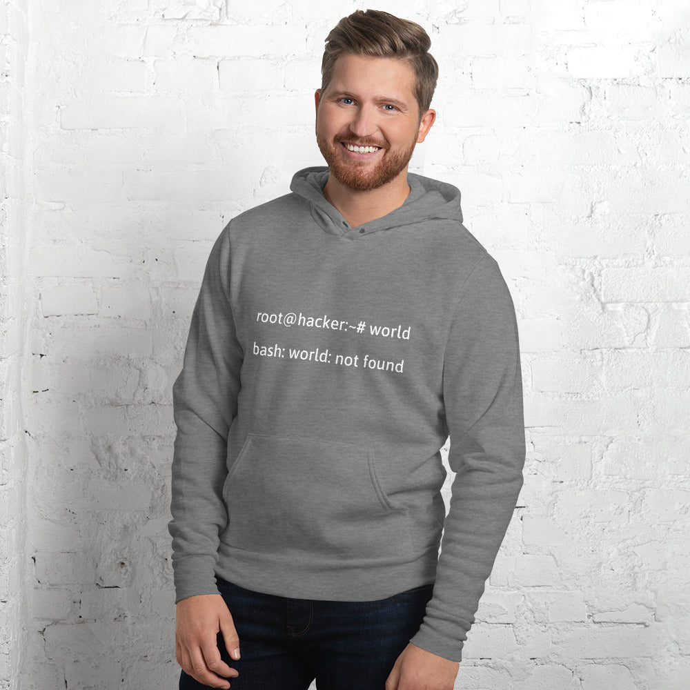 Linux Tweaks - world not found - Unisex hoodie (white text) by DarkByteGear