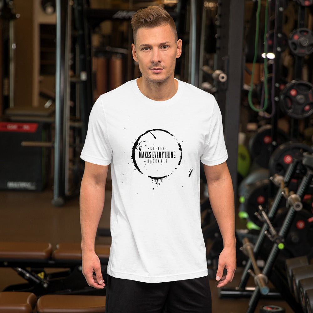 Coffee makes everything hackable - Short-Sleeve Unisex T-Shirt (black text) by DarkByteGear
