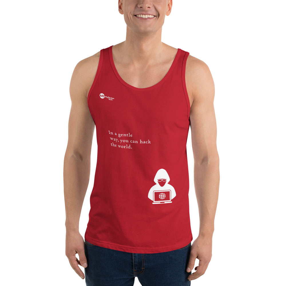 You can hack the world - Unisex Tank Top (white text) by DarkByteGear