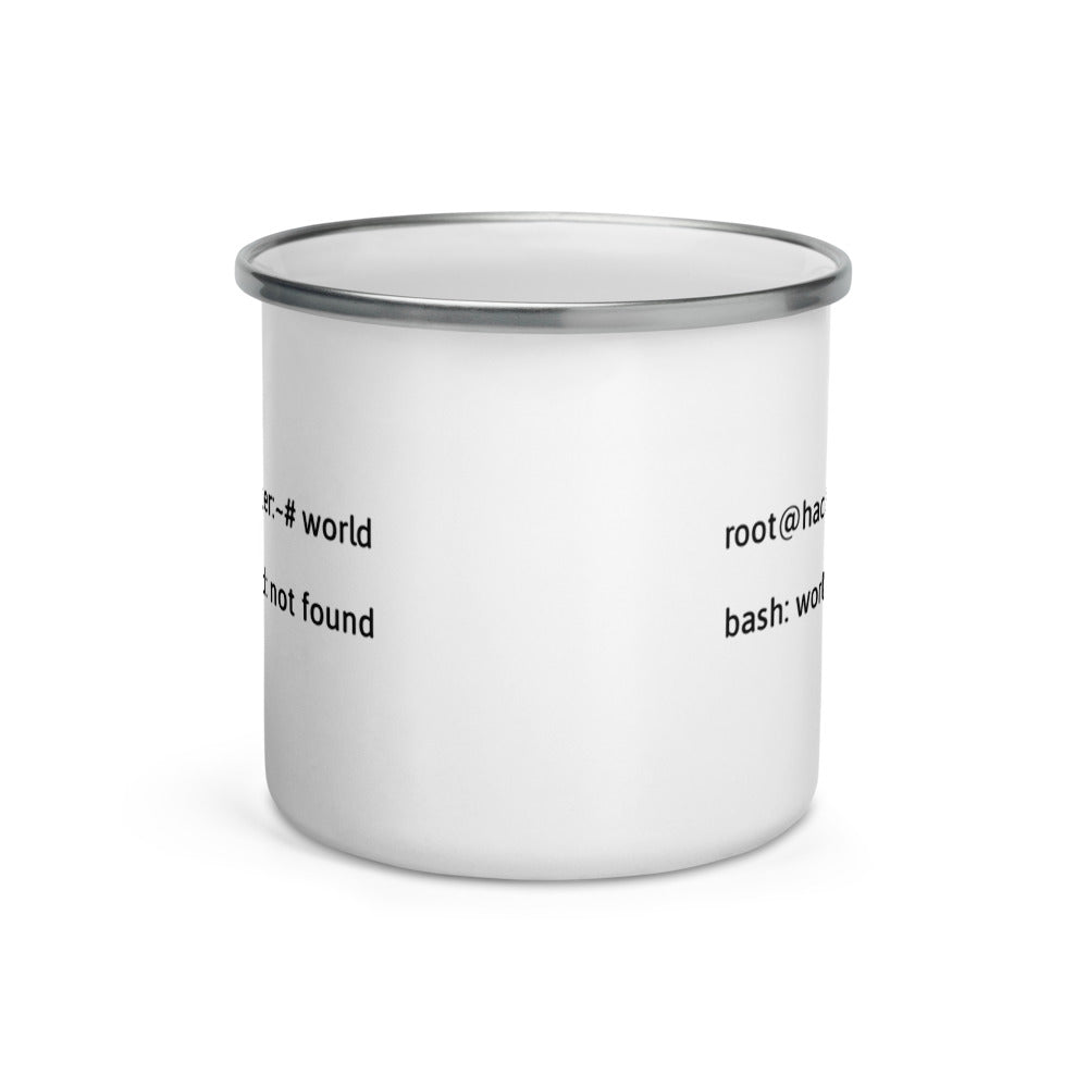 Linux Tweaks - world not found - Enamel Mug by DarkByteGear