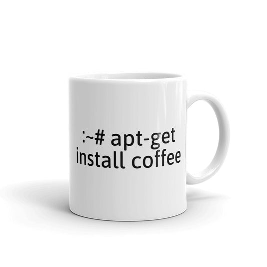 "apt-get install coffee" Hacker Mug (White) by DarkByteGear