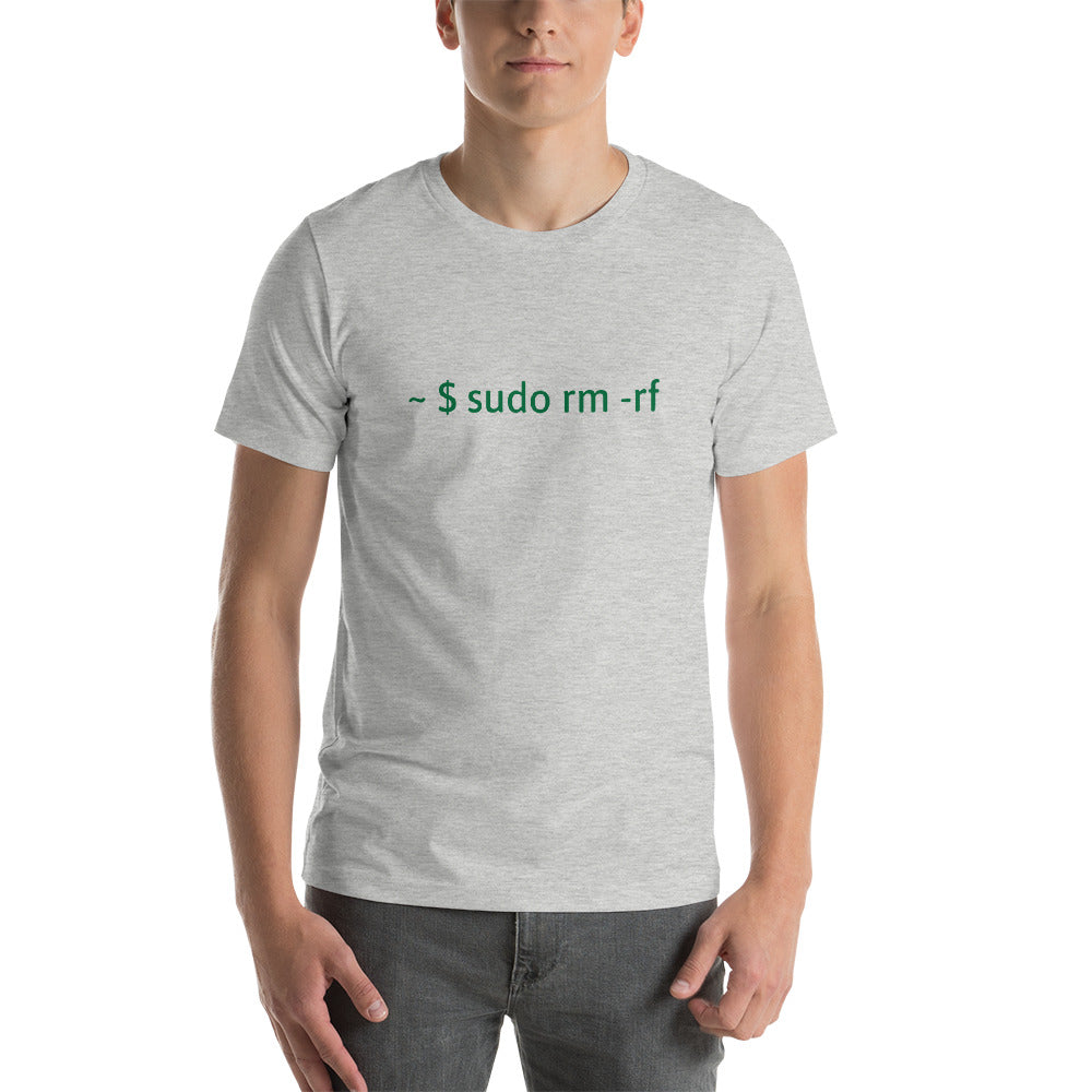 sudo rm -rf - Short-Sleeve Unisex T-Shirt (green text) by DarkByteGear