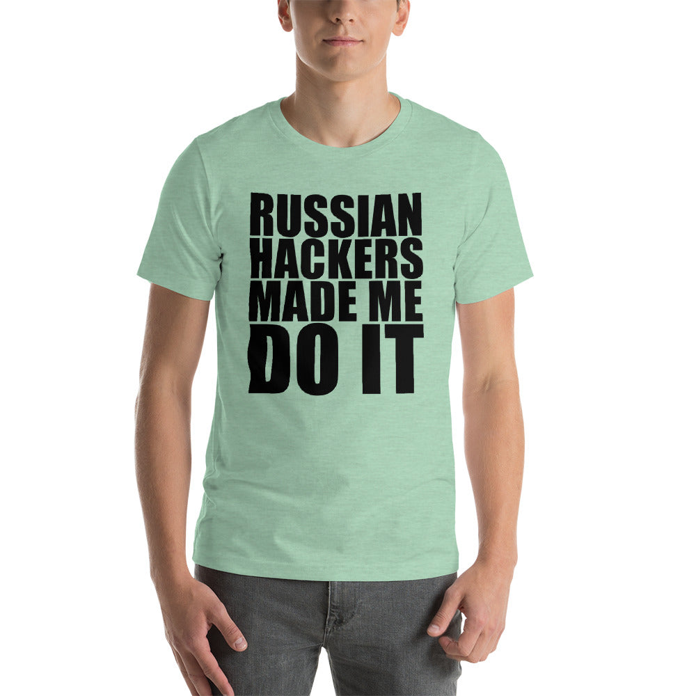 Russian hackers - Short-Sleeve Unisex T-Shirt (black text) by DarkByteGear