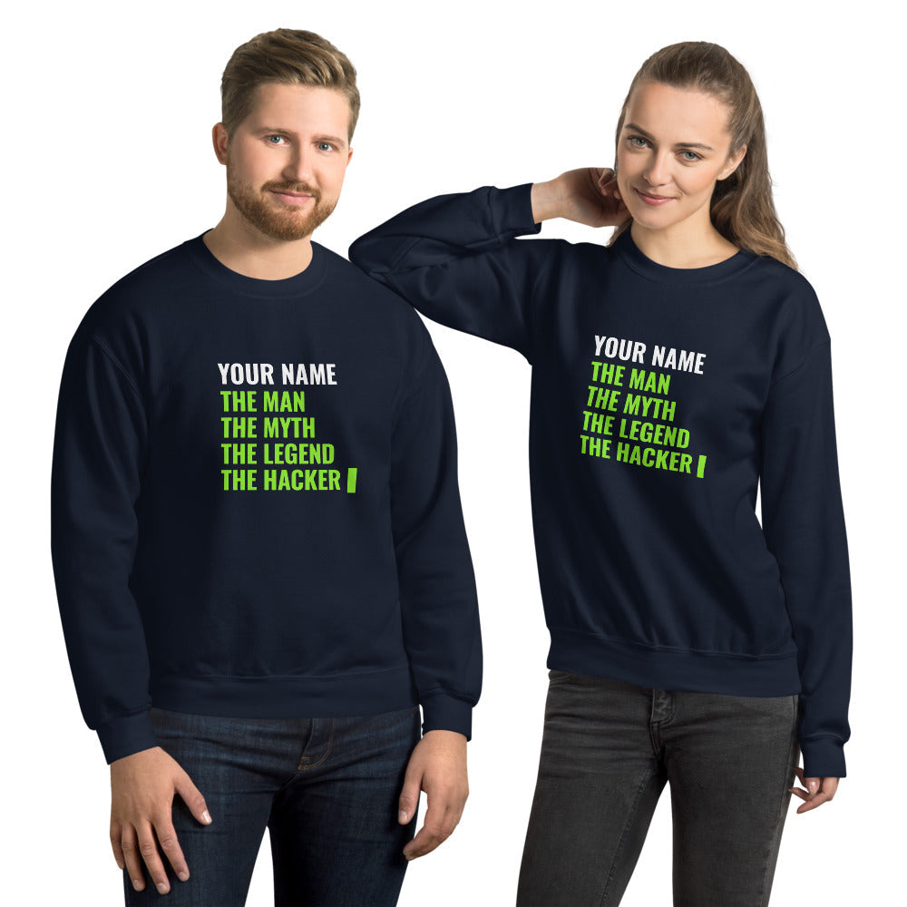 THE LEGEND THE HACKER - Unisex Sweatshirt (green text) by DarkByteGear