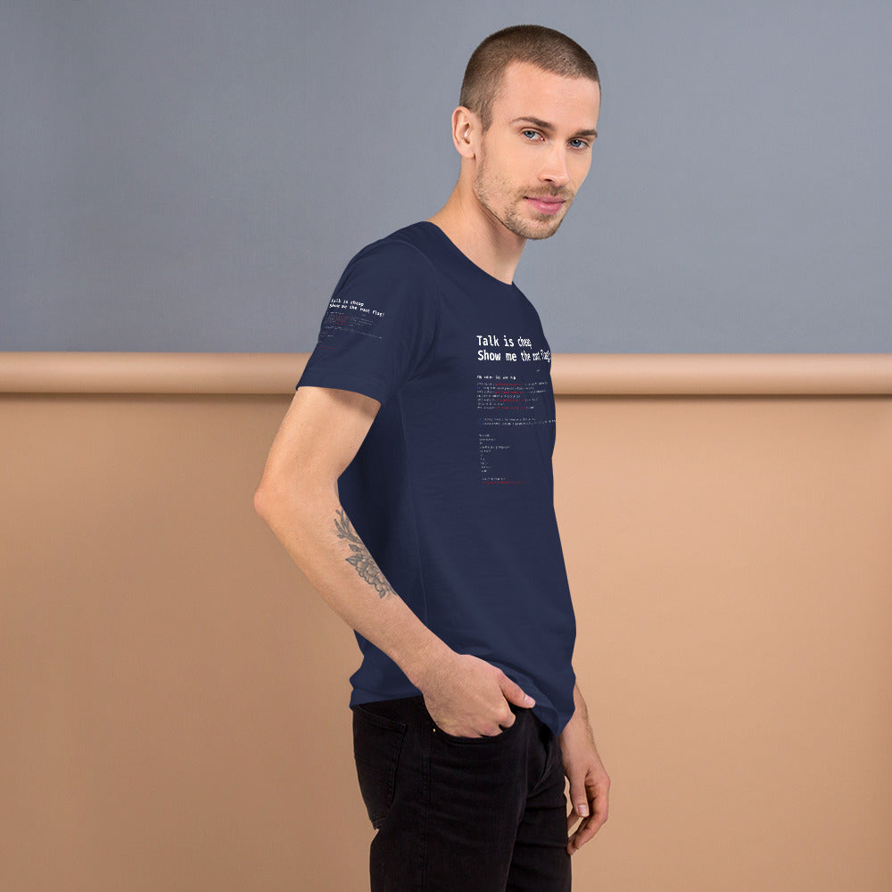 Talk is cheap show me the root flag - Short-Sleeve Unisex T-Shirt by DarkByteGear
