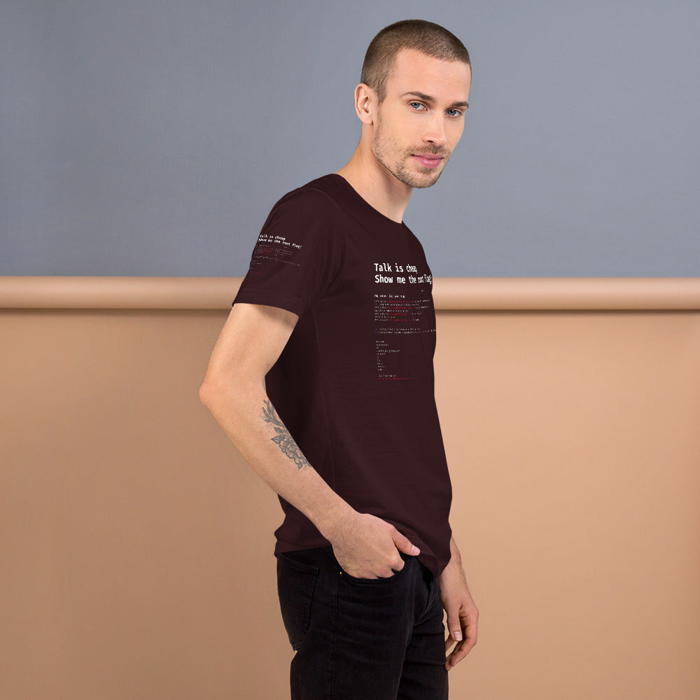 Talk is cheap show me the root flag - Short-Sleeve Unisex T-Shirt by DarkByteGear