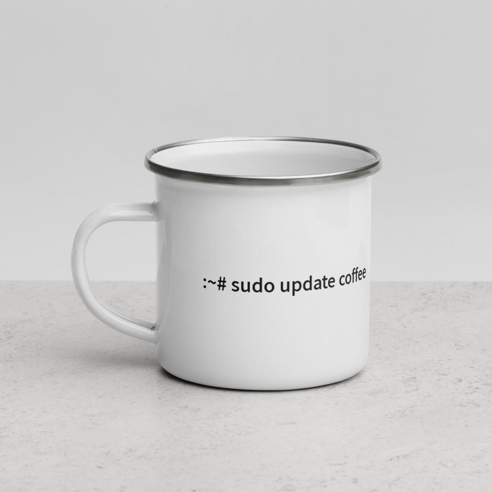 sudo update coffee - Enamel Mug by DarkByteGear