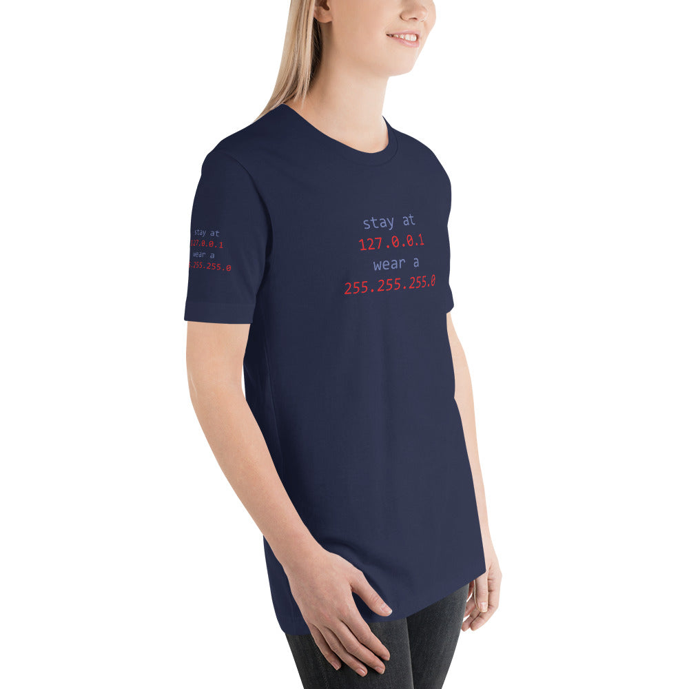 stay at at home, wear a mask - Short-Sleeve Unisex T-Shirt (v1 all sides design) by DarkByteGear