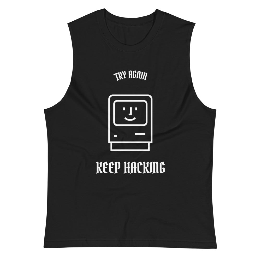 Keep hacking - Muscle Shirt (white text) by DarkByteGear