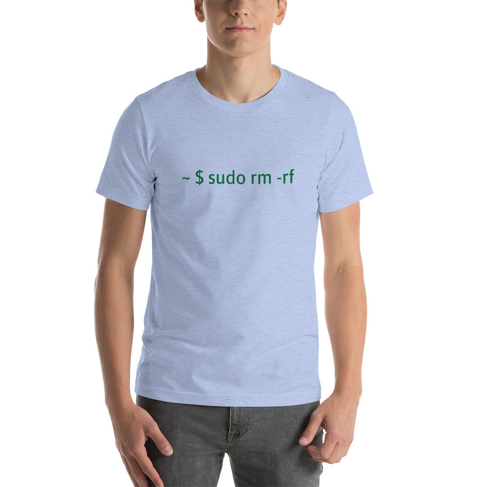 sudo rm -rf - Short-Sleeve Unisex T-Shirt (green text) by DarkByteGear