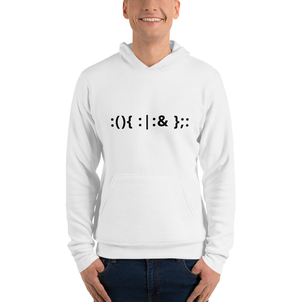 Linux Hackers - Bash Fork Bomb - Black Text Unisex hoodie by DarkByteGear