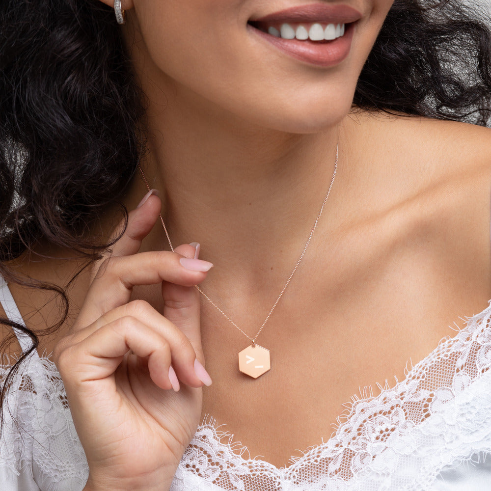 CLI - Engraved Silver Hexagon Necklace by DarkByteGear