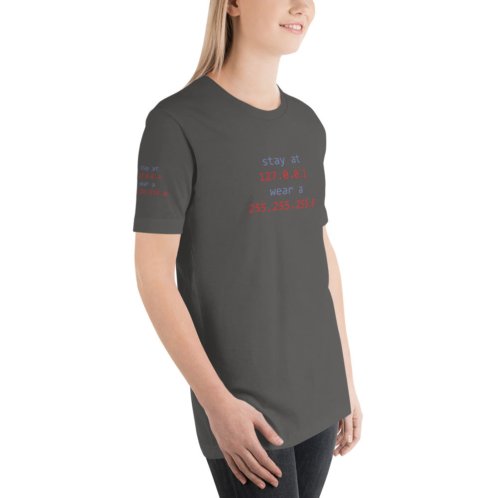 stay at at home, wear a mask - Short-Sleeve Unisex T-Shirt (v1 all sides design) by DarkByteGear