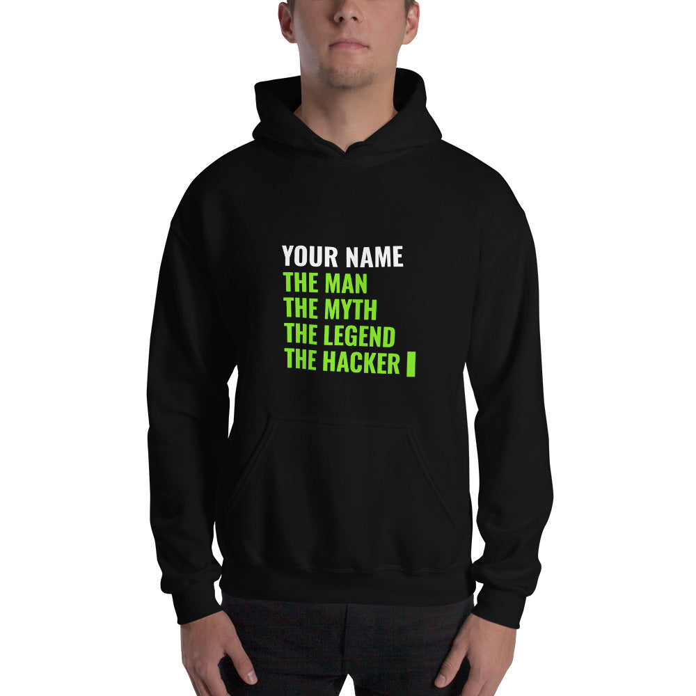 THE LEGEND THE HACKER - Unisex Hoodie (green text) by DarkByteGear
