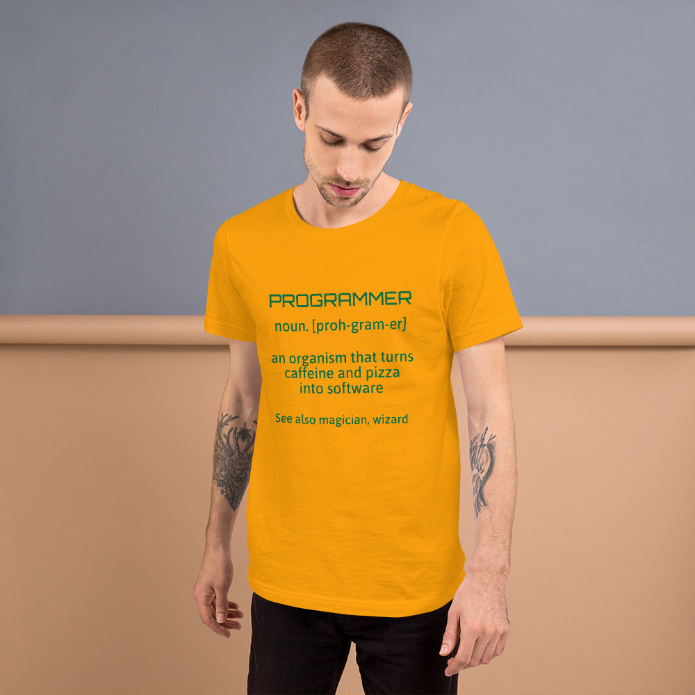 PROGRAMMER - Short-Sleeve Unisex T-Shirt (green text) by DarkByteGear