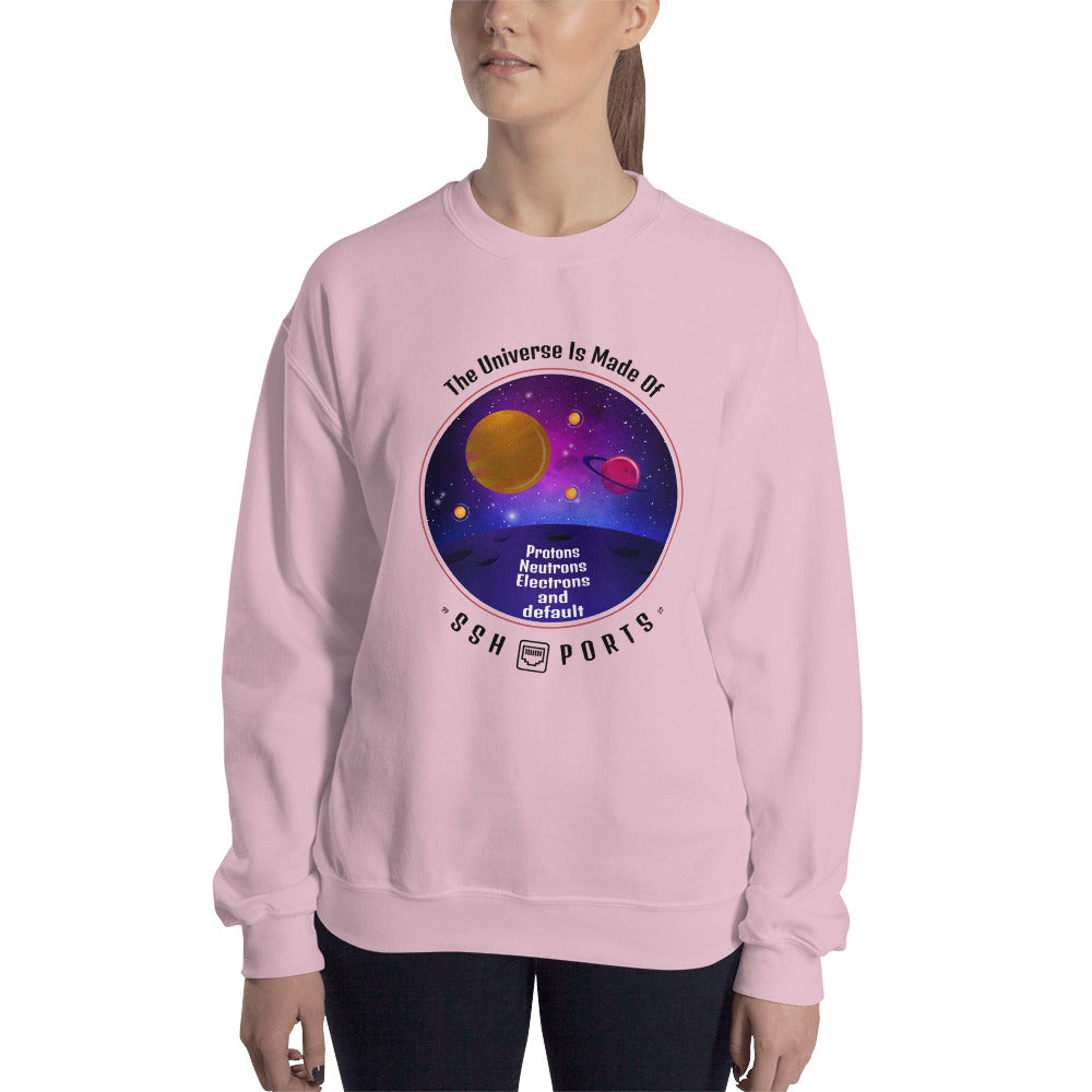 The Universe Is Made Of Default SSH Ports - Unisex Sweatshirt (black text) by DarkByteGear